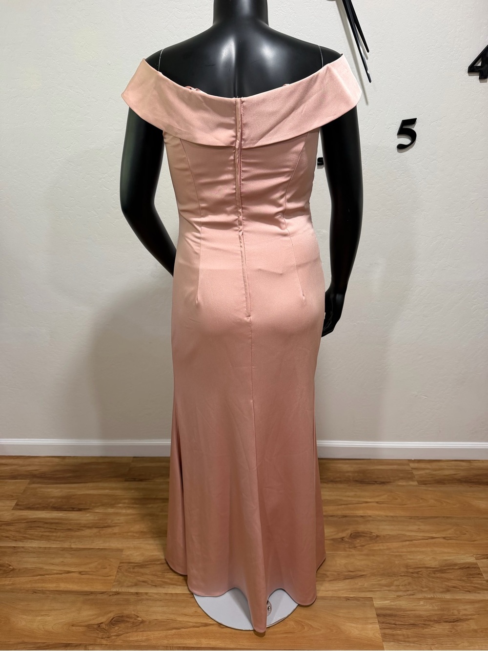 Allure Bridals Blush Satin Off Shoulder Formal Gown Size 16 - Picture 12 of 12